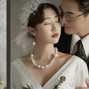 大小珍珠项链女士婚纱礼服配饰锁骨链颈链百搭颈饰品毛衣链子365