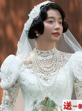 六层珍珠项链法式百搭颈链子女士摄影拍照饰品锁骨链子中长款530