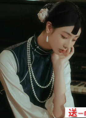 新款搭配旗袍珍珠项链中长款女士夏季国风多层叠戴毛衣链项饰1565