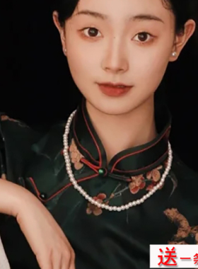 搭配旗袍珍珠项链女锁骨链50cm加长版颈链毛衣链拍照写真饰品1027