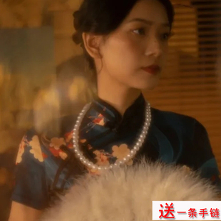 搭配旗袍珍珠项链结婚礼喜婆婆妈妈款饰品55cm毛衣链女士项圈1055