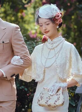 新款多层珍珠项链配旗袍配饰品女士夏季中长款锁骨链子毛衣链1551