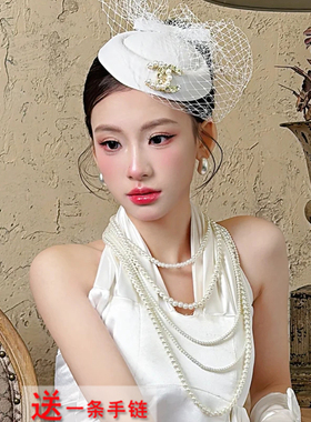 法式复古多层珍珠锁骨链中长款