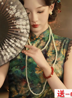 仿珍珠项链旗袍配饰品中长款颈链女锁骨链子国风摄影拍照饰品415