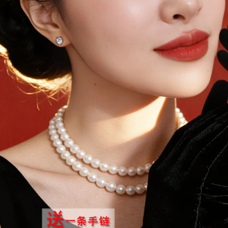 女士法式复古多层珍珠锁骨链图片