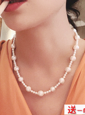 仿珍珠项链女士百搭颈链choker毛衣链子气质锁骨链子轻奢项圈1192