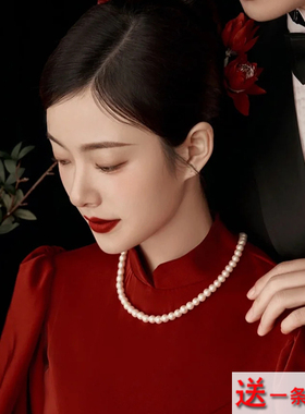 配旗袍珍珠项链颈链女士锁骨链