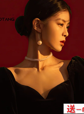 人造珍珠项链复古choker女士拍照写真饰品颈链子短款毛衣链子206