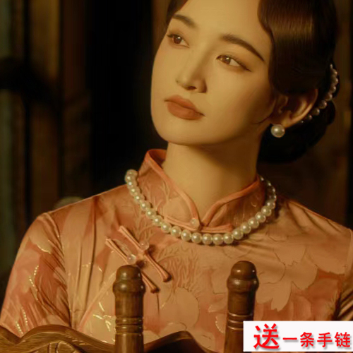大珍珠项链配旗袍配饰品颈链女士锁骨链子短款拍照项圈毛衣链442