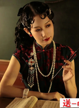 多层珍珠项链配旗袍配饰品女夏季结婚颈链中长款毛衣链锁骨链385