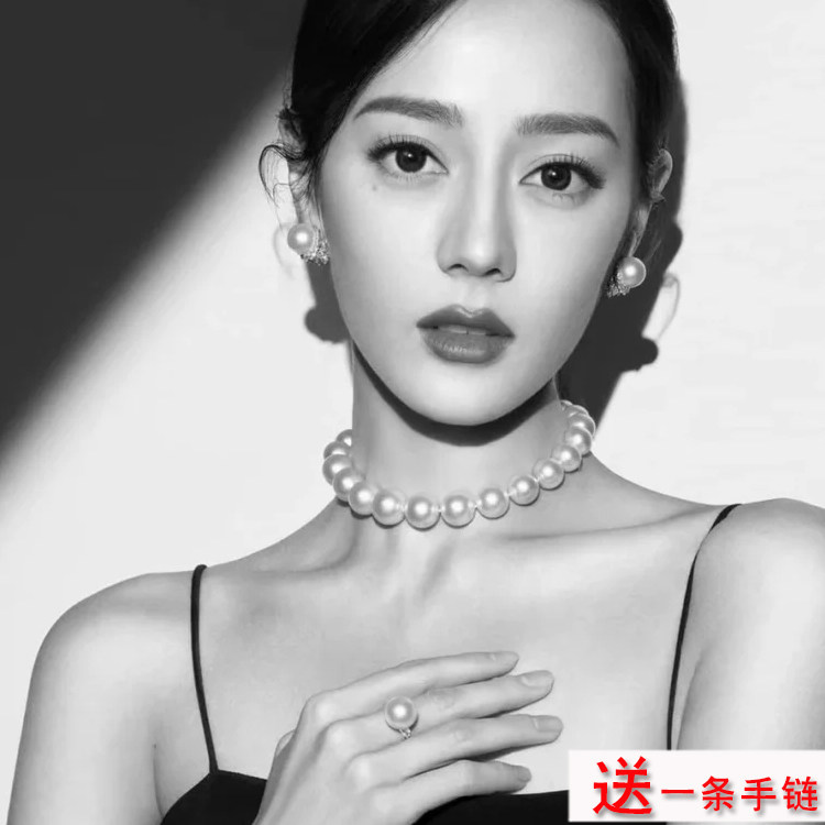 大珍珠项链子女脖子颈链百搭项饰品颈带项圈赫本风毛衣链短款1139