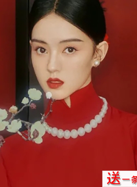 新款搭配旗袍珍珠项链女士复古