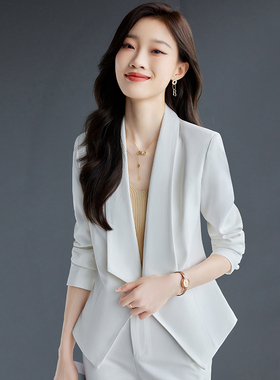 白色小西装外套百搭长袖开衫春秋季气质显瘦外搭韩版小西服女8637