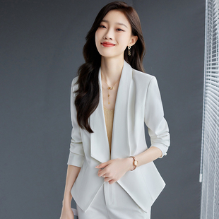 气质显瘦外搭韩版 白色小西装 春秋季 开衫 小西服女8637 外套百搭长袖