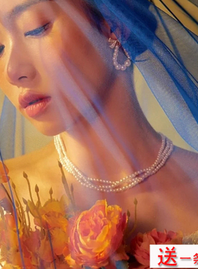 多层珍珠项链颈链女款麻花锁骨链短款毛衣链法式写真拍照饰品1370