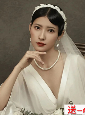 法式复古珍珠项链女士新娘锁骨链