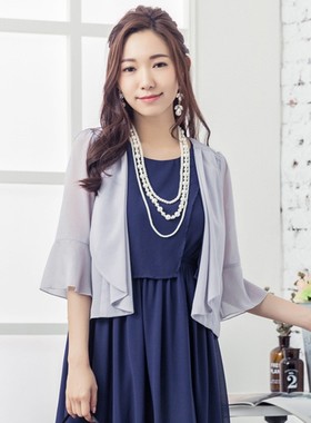 灰色雪纺开衫坎肩夏季女春秋天薄款外套小披肩通勤外搭上衣88111