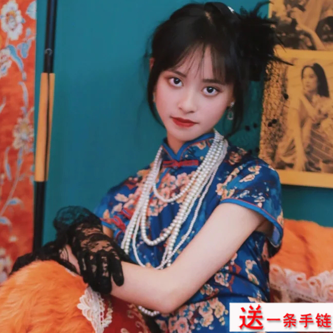 复古风搭配旗袍珍珠项链