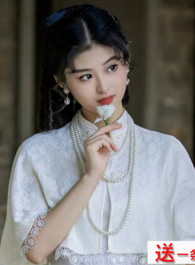 三层珍珠项链配旗袍配饰品多层女中长款毛衣链颈链简约锁骨链062