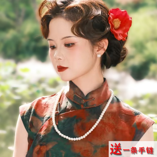 仿珍珠项链配旗袍配饰品长颈链子图片