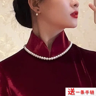 锁骨链拍照饰品颈链子毛衣链子项圈624 搭配旗袍珍珠项链女士短款