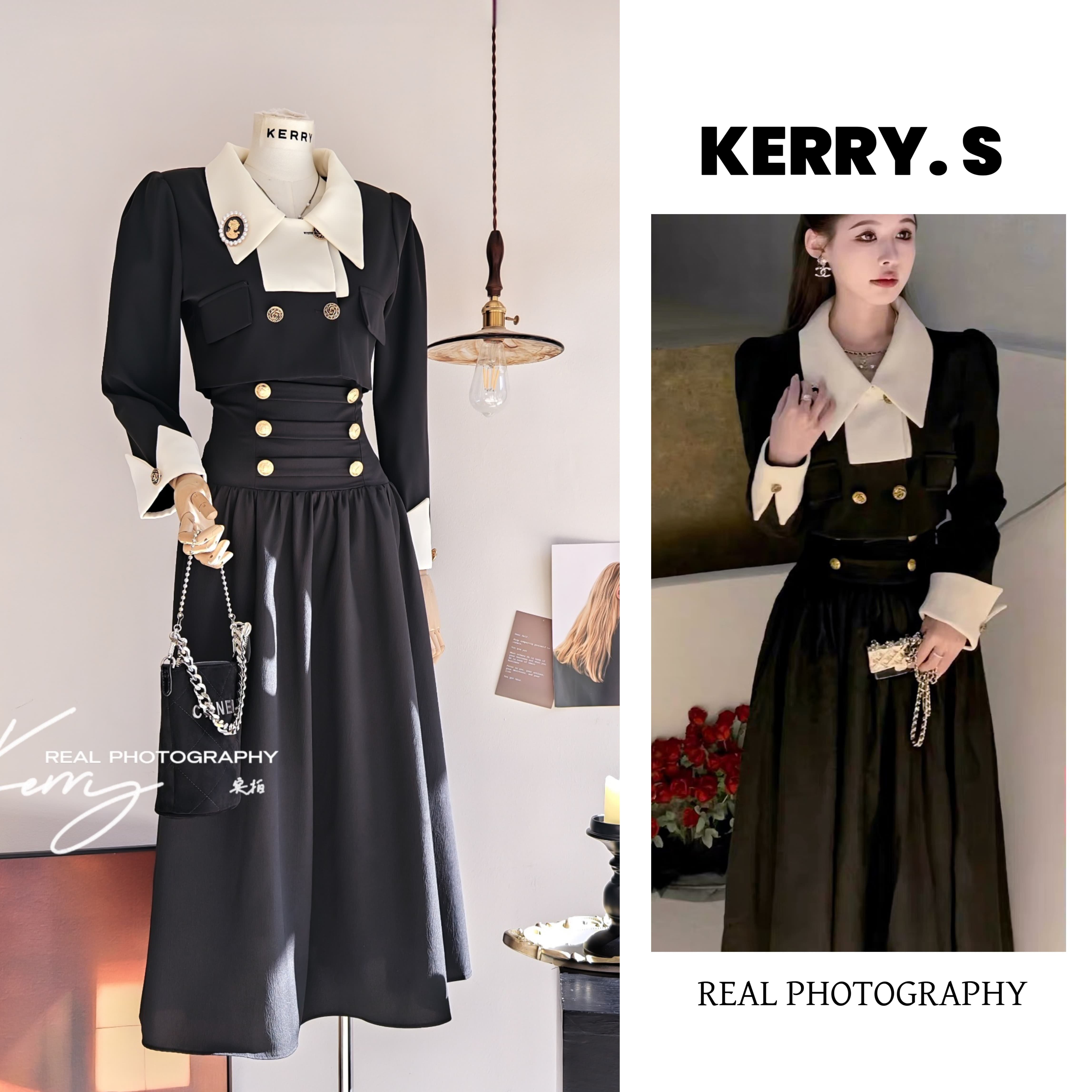 千金夜宴 法式江浙沪千金穿搭秋冬黑色西装裙子小香风套装两件套,女装/女士精品,时尚套装,淘宝优惠券,粉丝福利购,淘宝优惠卷