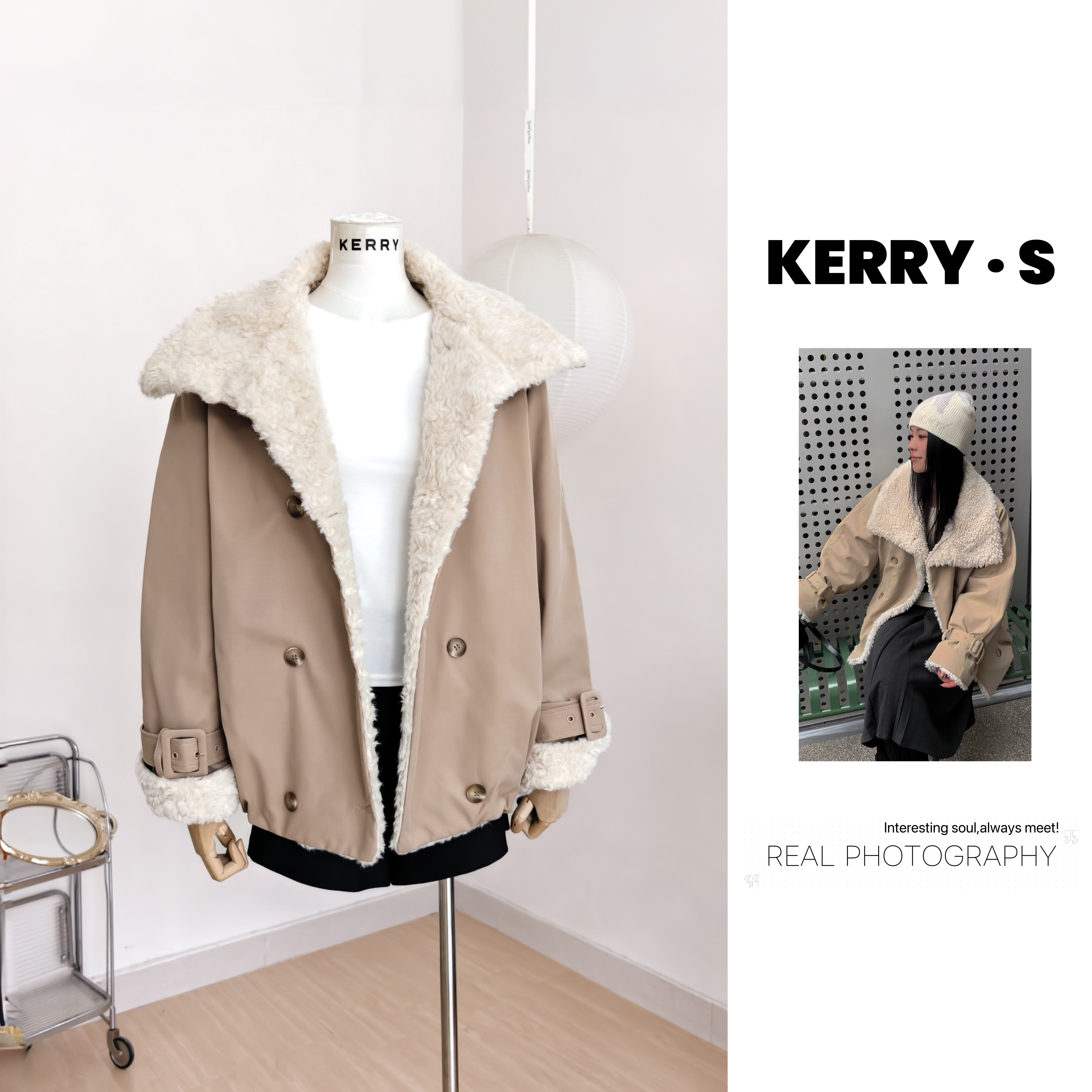 温柔风拼接环保仿羊羔绒绗棉派克服女冬季大翻领宽松落肩工装外套,女装/女士精品,短外套,淘宝优惠券,粉丝福利购,淘宝优惠卷