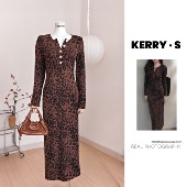 秋冬御姐范豹纹复古显瘦修身 连衣裙女气质收腰内搭长裙韩系穿搭