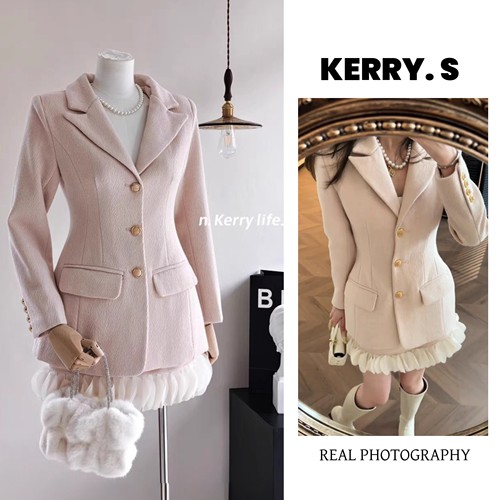 毛气质收腰上衣＋半身裙裤两件套