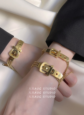 八月aug欧美ins钛钢女街头手链