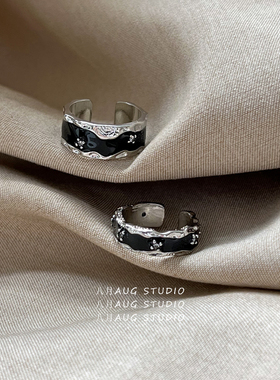 暗黑风酷girl潮黑色戒指女指环