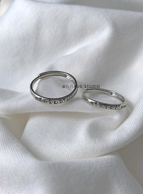八月AUG* 简约梵文个性复古百搭学生情侣戒指女对戒时尚潮流饰品