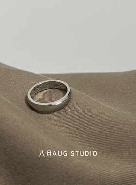 八月AUG 不掉色简约光面基础款银色钛钢戒指女百搭时尚高级感指环