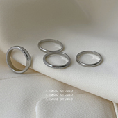 八月AUG不掉色百搭钛钢戒指女韩ins风潮简约光面圆圈指环个性 手饰