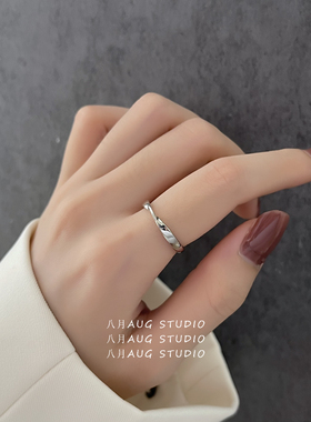 八月AUG*简约基础款莫比乌斯环情侣开口戒指女百搭个性指环日韩风