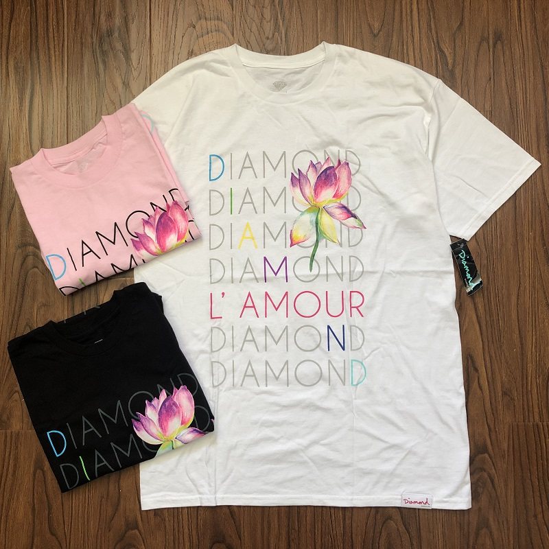 现货diamond supply co.lamour t-shirt经典字母彩色花艺短袖t恤
