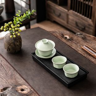 一壶两杯宿舍旅行单人茶盘 陶瓷家用盖碗酒店小功夫茶具小套装