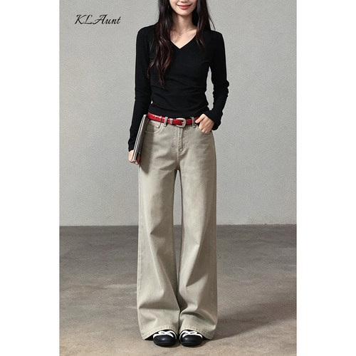 KLAUNT 恐龙阿姨 卡其色牛仔裤