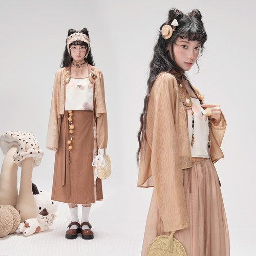 粼夕squama【三花点将】宋制汉服改良旋裙灯笼裤对襟短衫夏季吊带