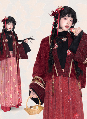 粼夕squama【琳琅君】唐制国风红色汉服套装改良中式订婚服新品