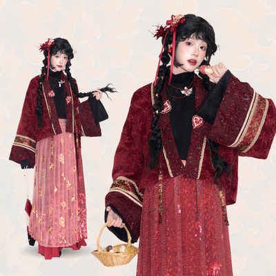 粼夕squama【琳琅君】唐制国风红色汉服套装拜年服改良中式订婚服