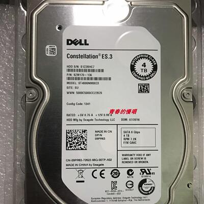 DELL 9ZM170-136 ST4000NM0033 09PR63 9PR63 4T SATA 3.5寸 硬盘