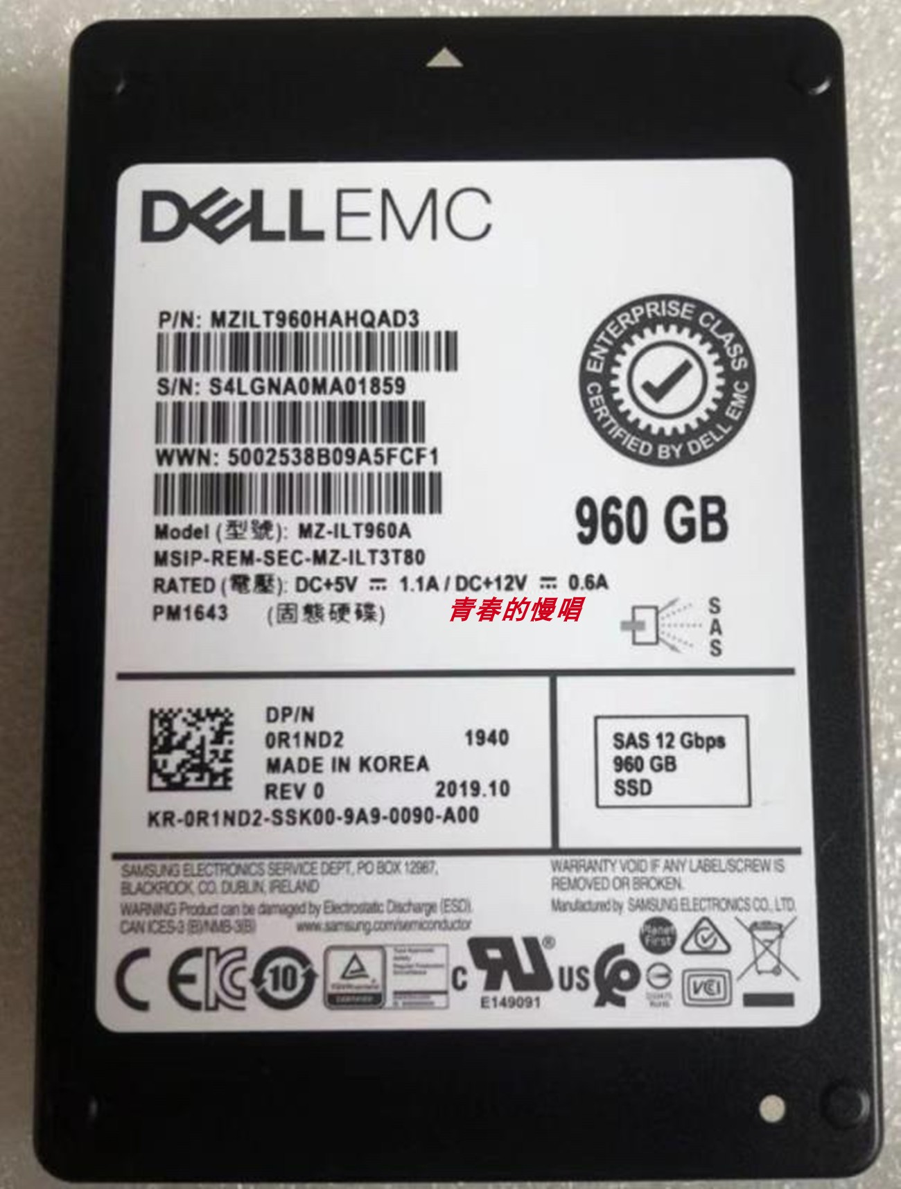 DELL R440 R540 R750 R740 R840 R940 960G SAS SSD 12Gb 2.5硬盘