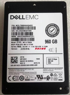 DELL PN:0R1ND2 MZ-ILT960A 960GB SAS SSD 12Gb R730XD 固态硬盘