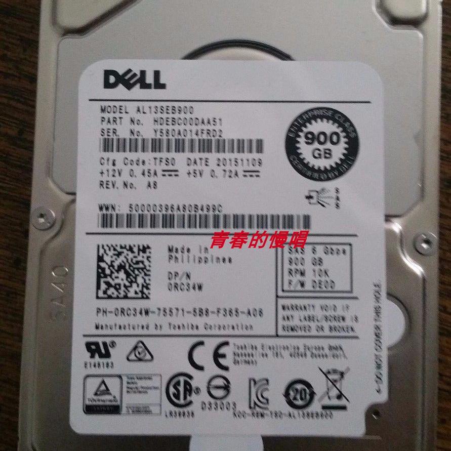 DELL AL13SEB900 0RC34W RC34W HDEBC00DAA51 900G 10K SAS 硬盘