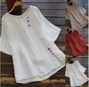 Cotton and linen tops short-sleeved large size women T-shirt