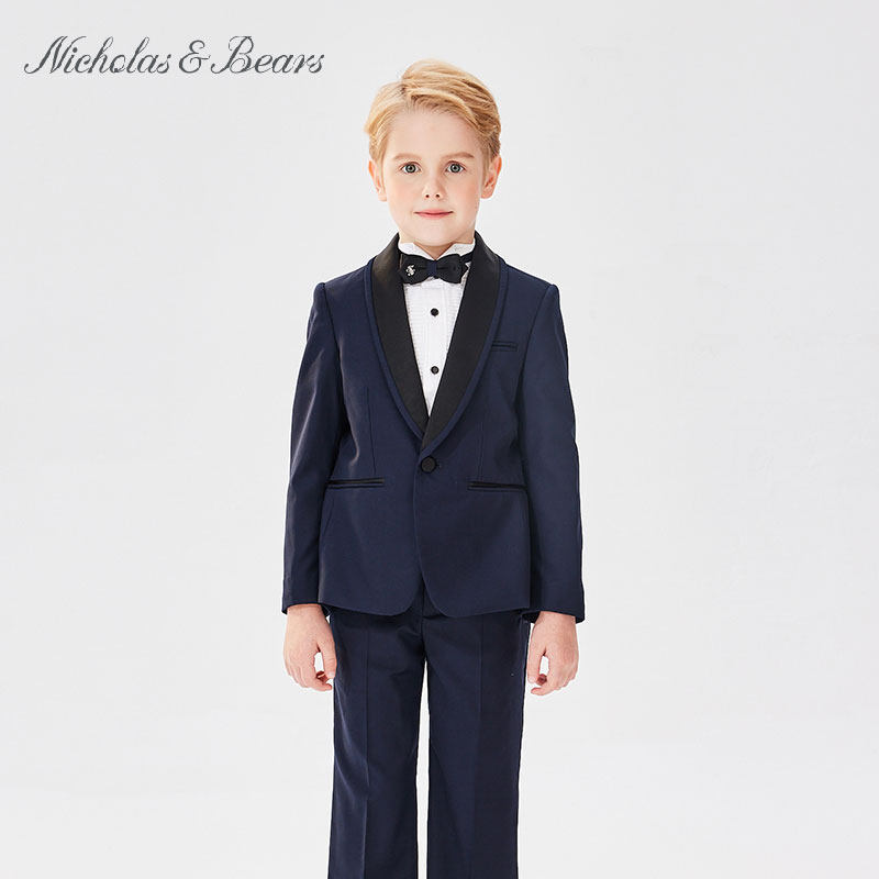 力高芘熊男童礼服2023秋冬新品儿童小西装外套绅士钢琴演出服男孩
