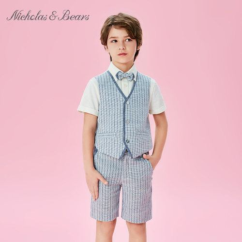 男童短袖假两件力高芘熊英伦