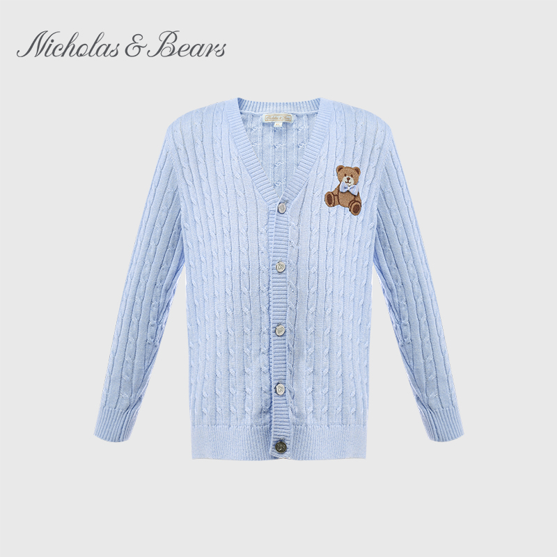 力高芘熊复古针织开衫春夏