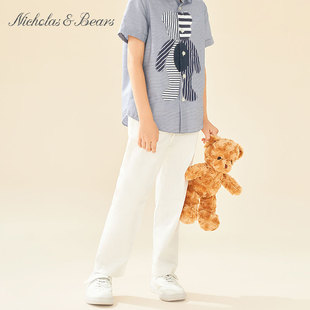 力高芘熊男童白色西装长裤百搭正式场合中小童宴会儿童裤子春秋装